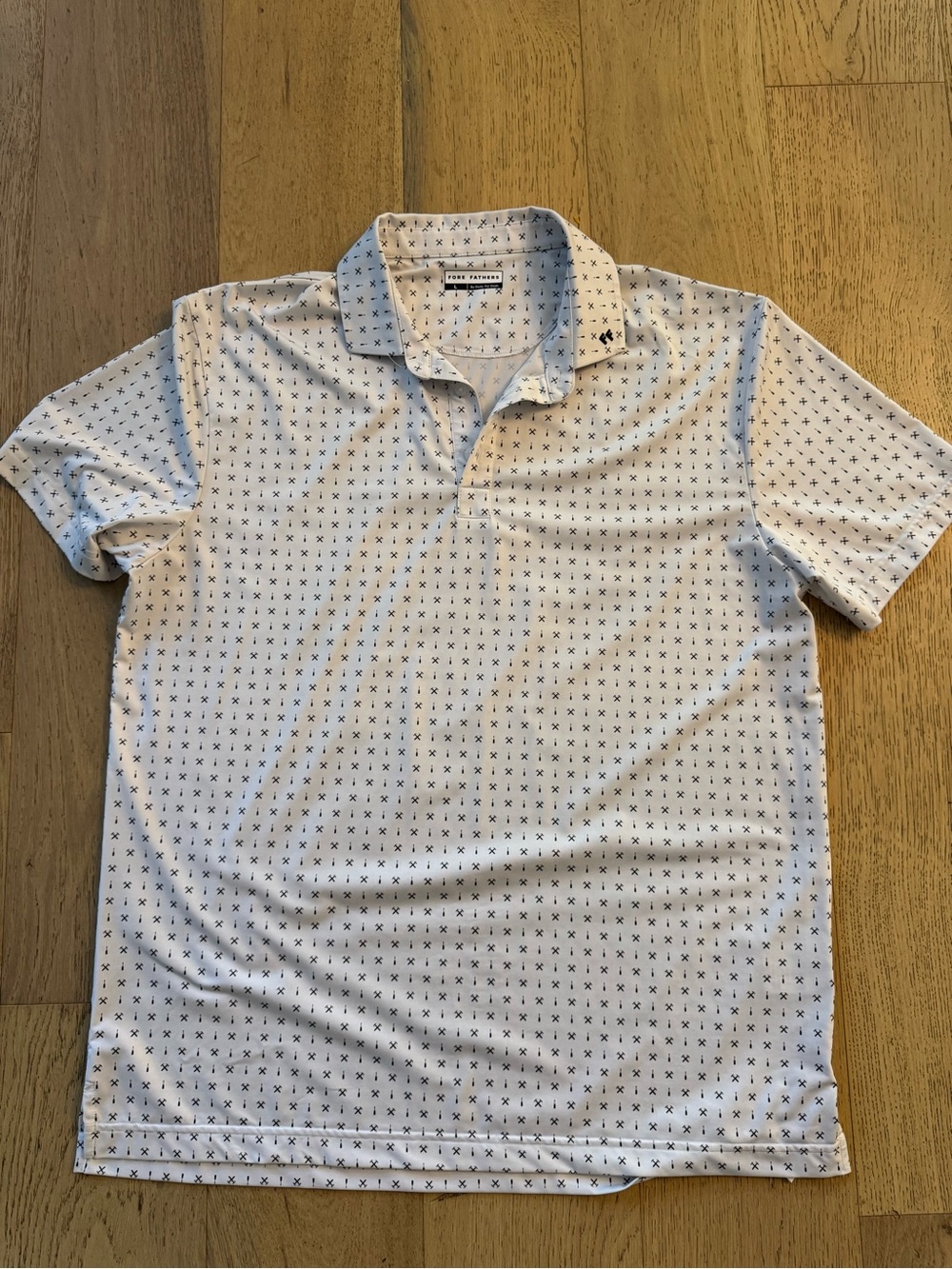 Men's Fore Fathers White Golf Polo with Navy Micro tool Pattern